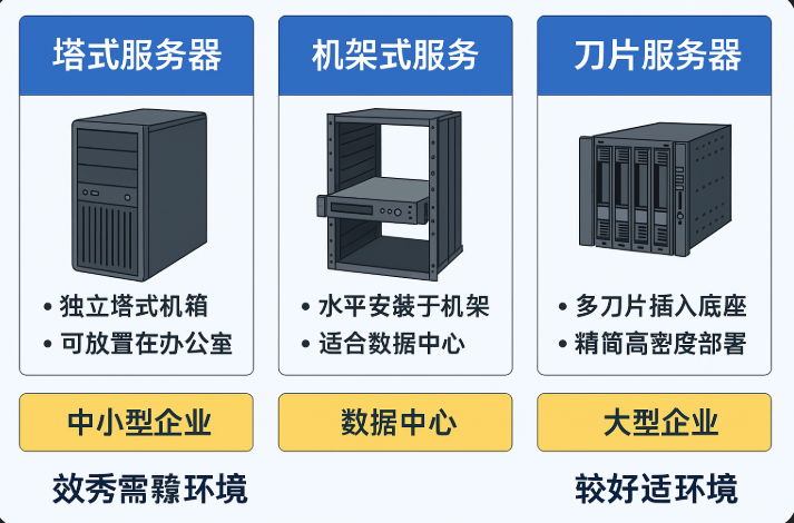 服务器都长什么样？塔式 vs 机架式 vs 刀片式服务器全解析 – 主机技术分享