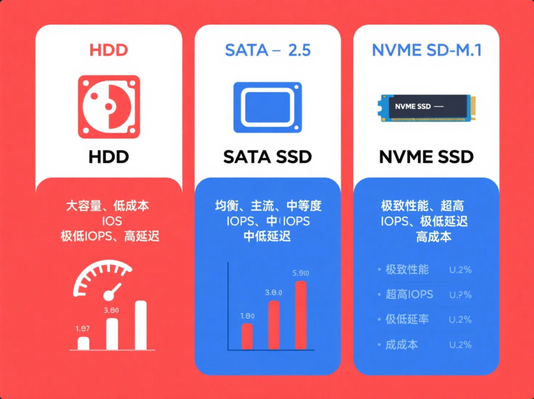 [性能对决] NVMe vs. SATA SSD vs. HDD：2025服务器存储选型与 IOPS/延迟深度分析