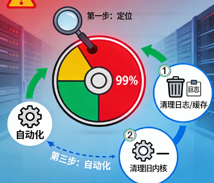 服务器磁盘满了怎么办？3步自救+日常清理指南