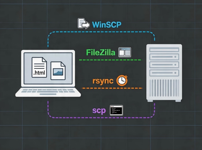 怎么把文件传到服务器?WinSCP、FileZilla、rsync 教程