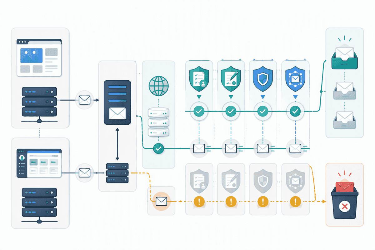 网站迁移后邮件总进垃圾箱？SPF、DKIM、DMARC 与 PTR 记录配置指南